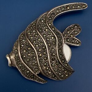 Angel Fish Marcasite Sterling Silver Brooch